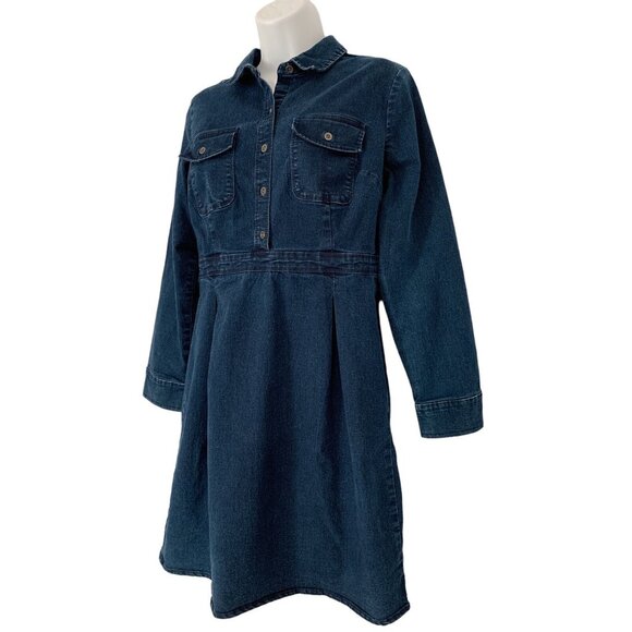 Old Navy Womens Blue Denim Shirt Long Sleeve Dress Size 10 Petite - Picture 4 of 13